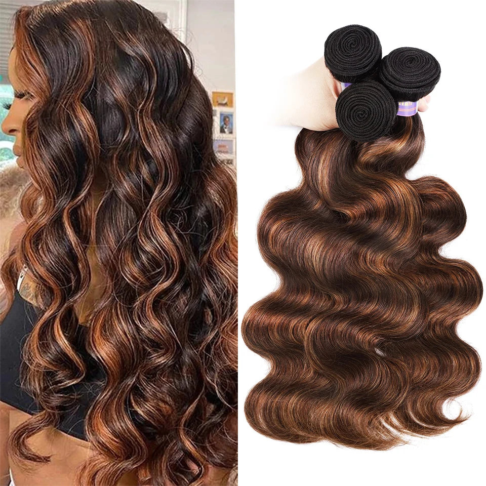 1B 4 30 Highlight Human Hair Bundles FB 30 Ombre Body Wave Bundles Human Hair 100% Brazilian Virgin Human Hair Weave Extensions