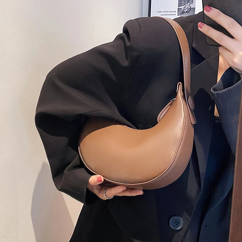 2022 Fashion Armpit Bags for Women Cute Half Crescent Bag Leather PU Purses and Handbags Designer Shoulder Bag Small Hand Bag