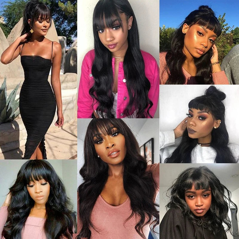 Body Wave Lace Front Wig Human Hair Wigs With Bangs Glueless 13x4 Lace Frontal Wig Fringe Cheap Brazilian Wigs On Sale Clearance