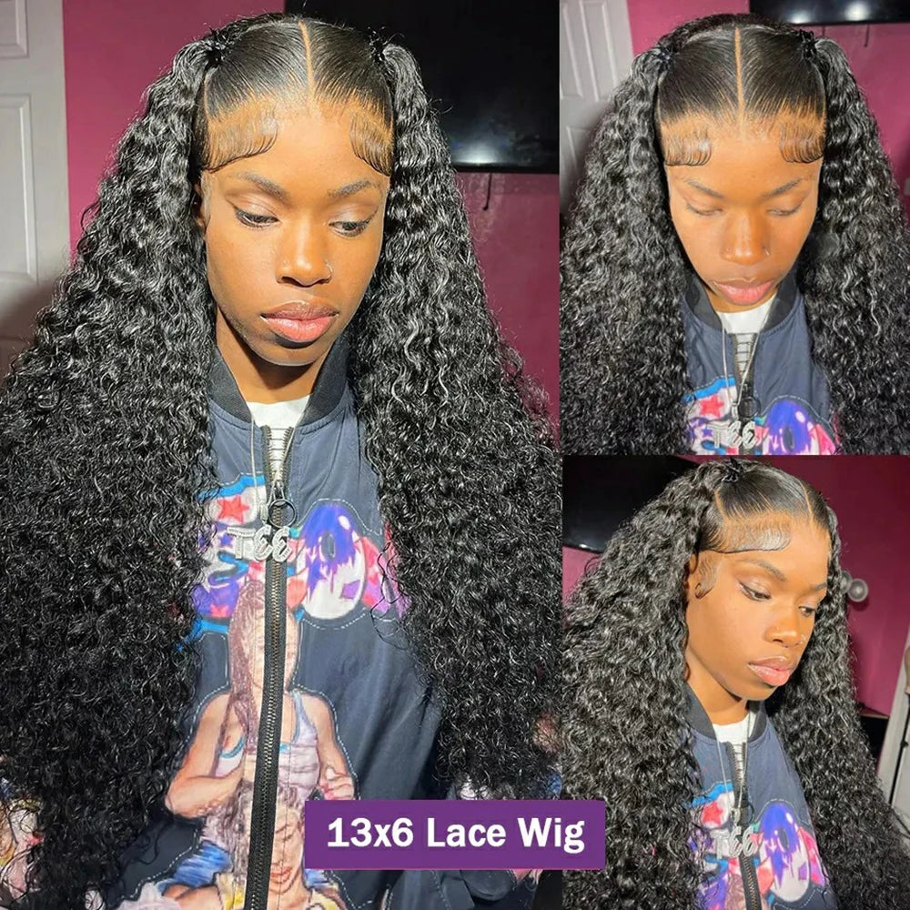 13x4 Deep Wave Lace Front Wigs Human Hair Pre Plucked 180% 13x6 HD Lace Front Wigs 30 Inch 4x4 Curly Lace Closure Wig for Women