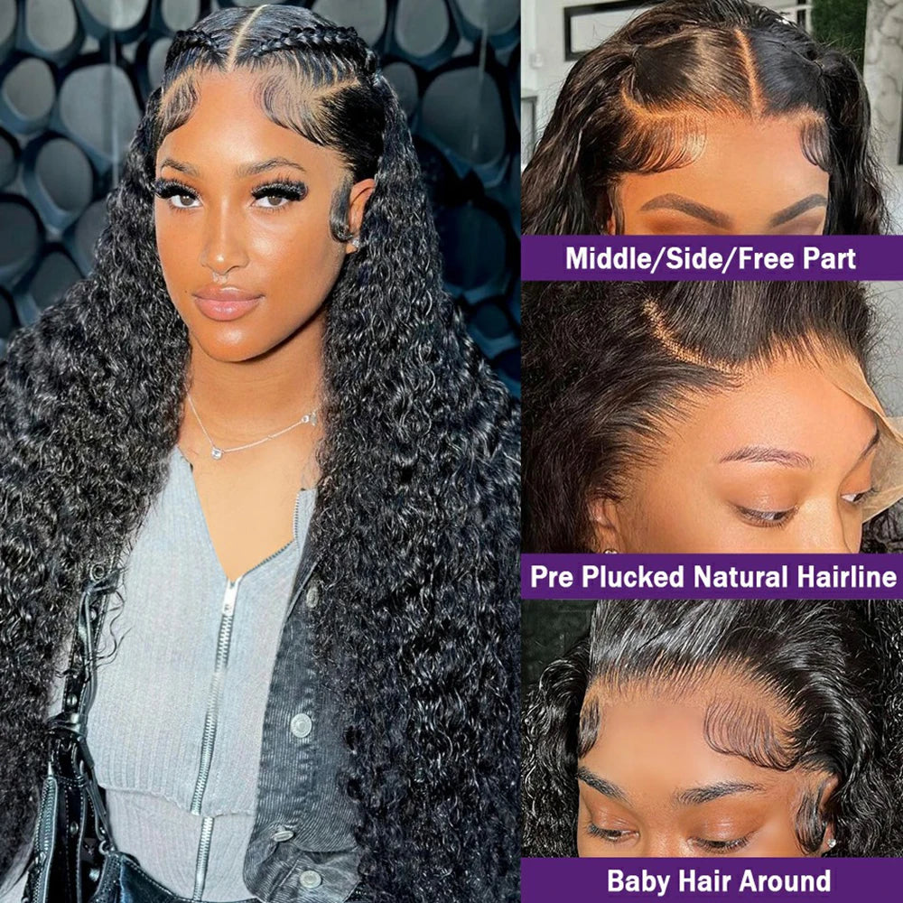 13x4 Deep Wave Lace Front Wigs Human Hair Pre Plucked 180% 13x6 HD Lace Front Wigs 30 Inch 4x4 Curly Lace Closure Wig for Women