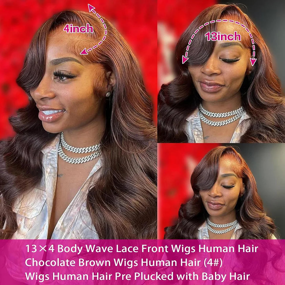 30 Inch Chocolate Brown Lace Front Human Hair Wigs For Women Body Wave HD Lace Wig 13x4 Human Hair Wigs 100% On Sale Clearance