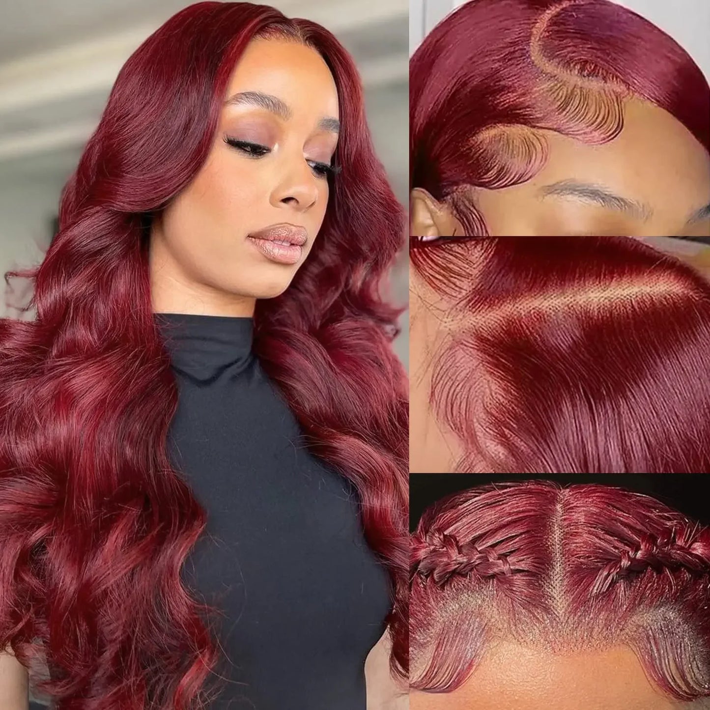 Bleached Burgundy Lace Front Human Hair Wigs Brazilian Red 99j Colored Body Wave 13x4 Tranparent Lace Frontal Wig For Women
