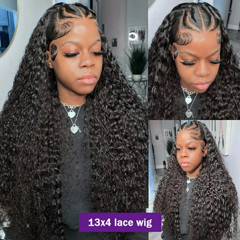 13x4 Deep Wave Lace Front Wigs Human Hair Pre Plucked 180% 13x6 HD Lace Front Wigs 30 Inch 4x4 Curly Lace Closure Wig for Women