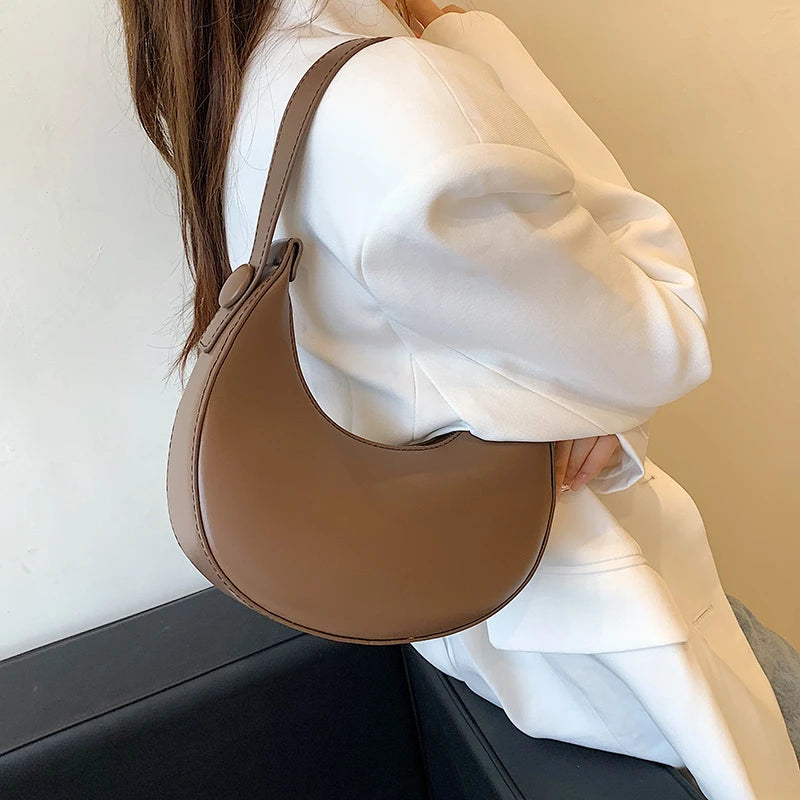 2022 Fashion Armpit Bags for Women Cute Half Crescent Bag Leather PU Purses and Handbags Designer Shoulder Bag Small Hand Bag