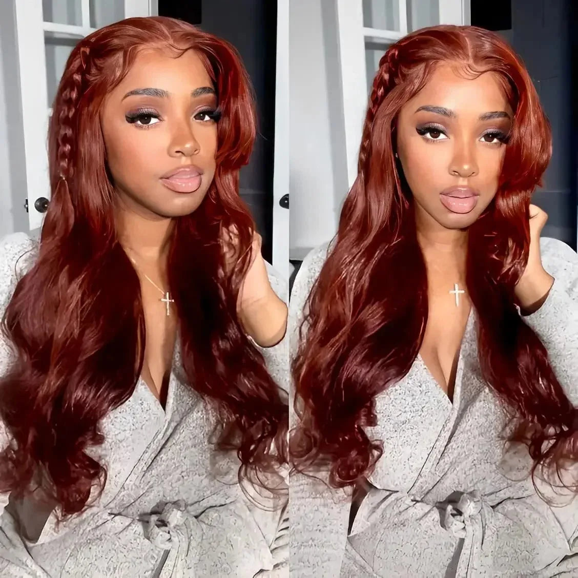 13x4 Reddish Brown Body Wave Lace Frontal Human Hair Wig HD Lace Frontal Wig Human Hair Wig Pre Plucked Brazilian Remy Hair
