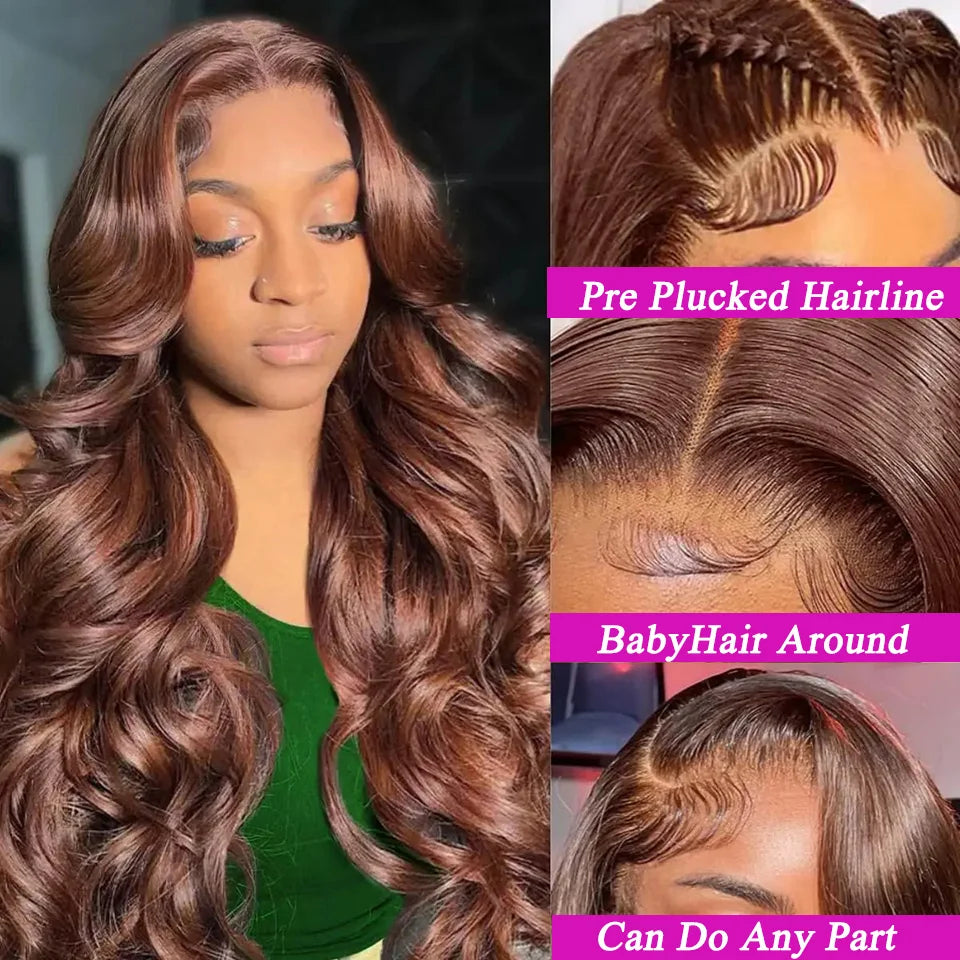 30 Inch Chocolate Brown Lace Front Human Hair Wigs For Women Body Wave HD Lace Wig 13x4 Human Hair Wigs 100% On Sale Clearance