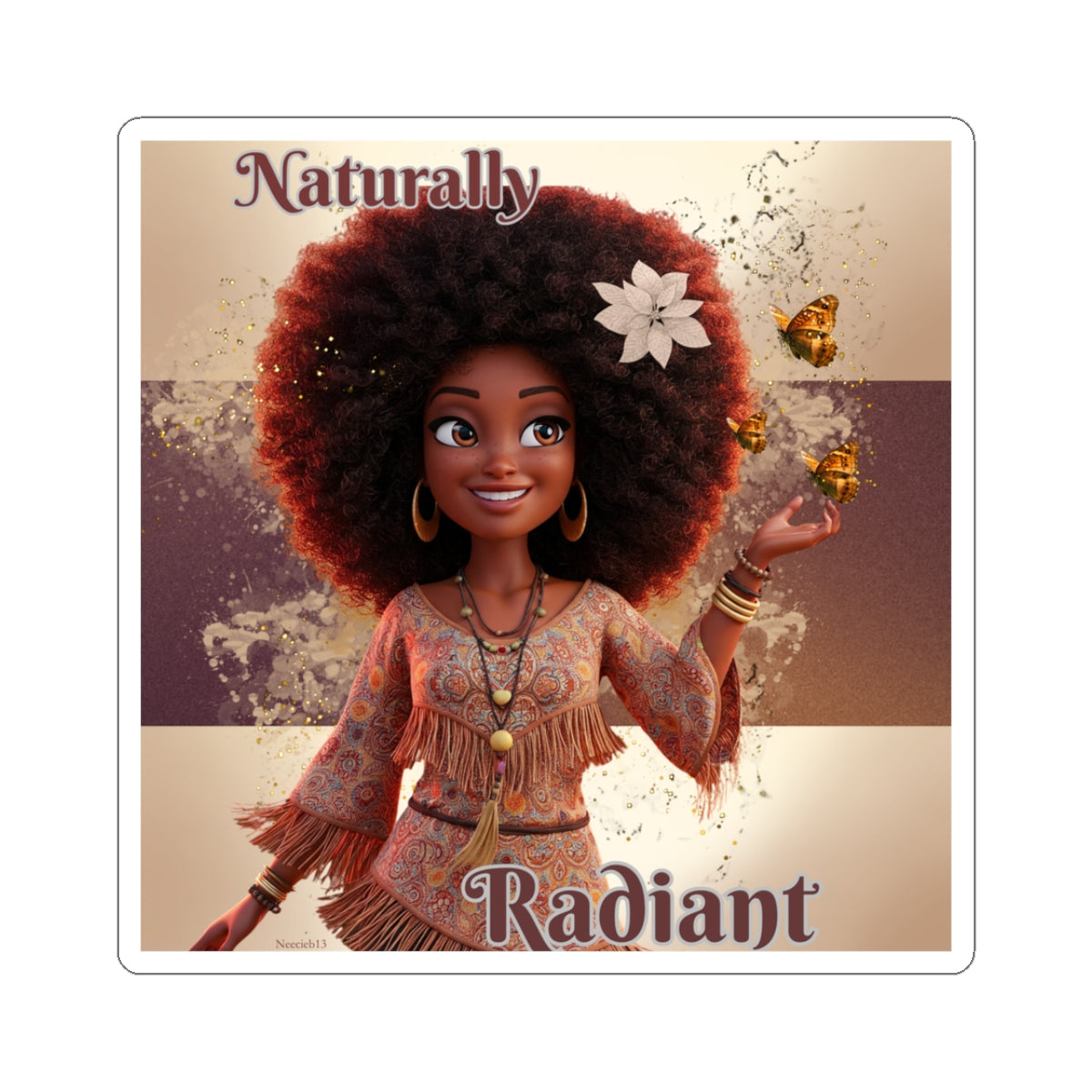 Naturally Radiant Kiss-Cut Stickers - Celebrate Your Unique Beauty