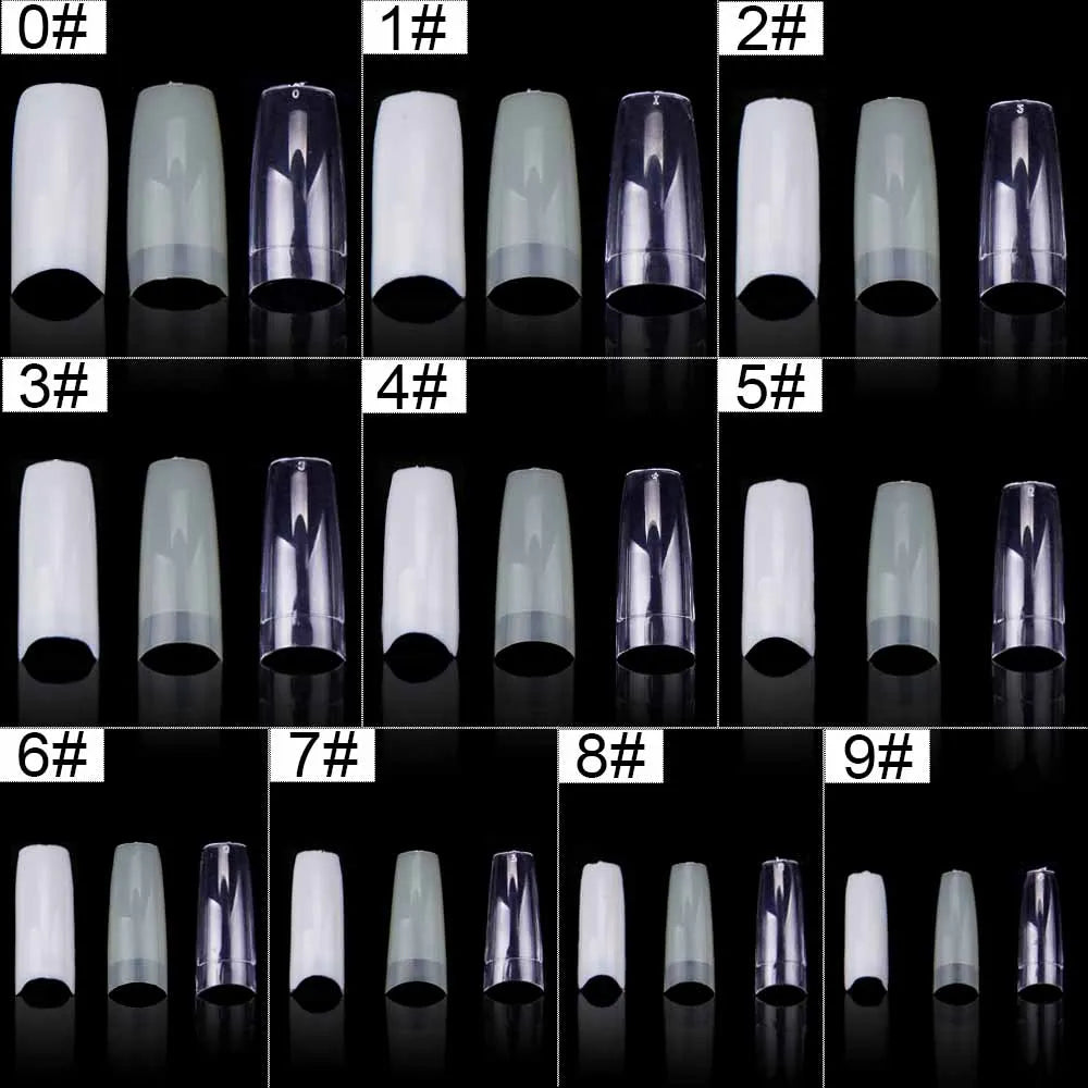Nail Capsules 500pcs/Box Artificial Nail Tips Full Cover Nails Tips Acrylic Transparent Nail Capsules French Manicure False Nail