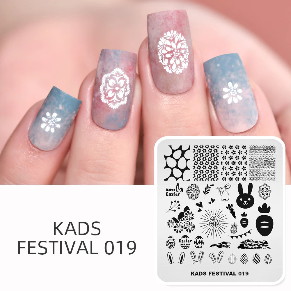 KADS Nail Stamping Plates New Stamp for Nails Flower Leaves Summer Star Rabbit Designs Stamp Template Manicure Stamping Stencil