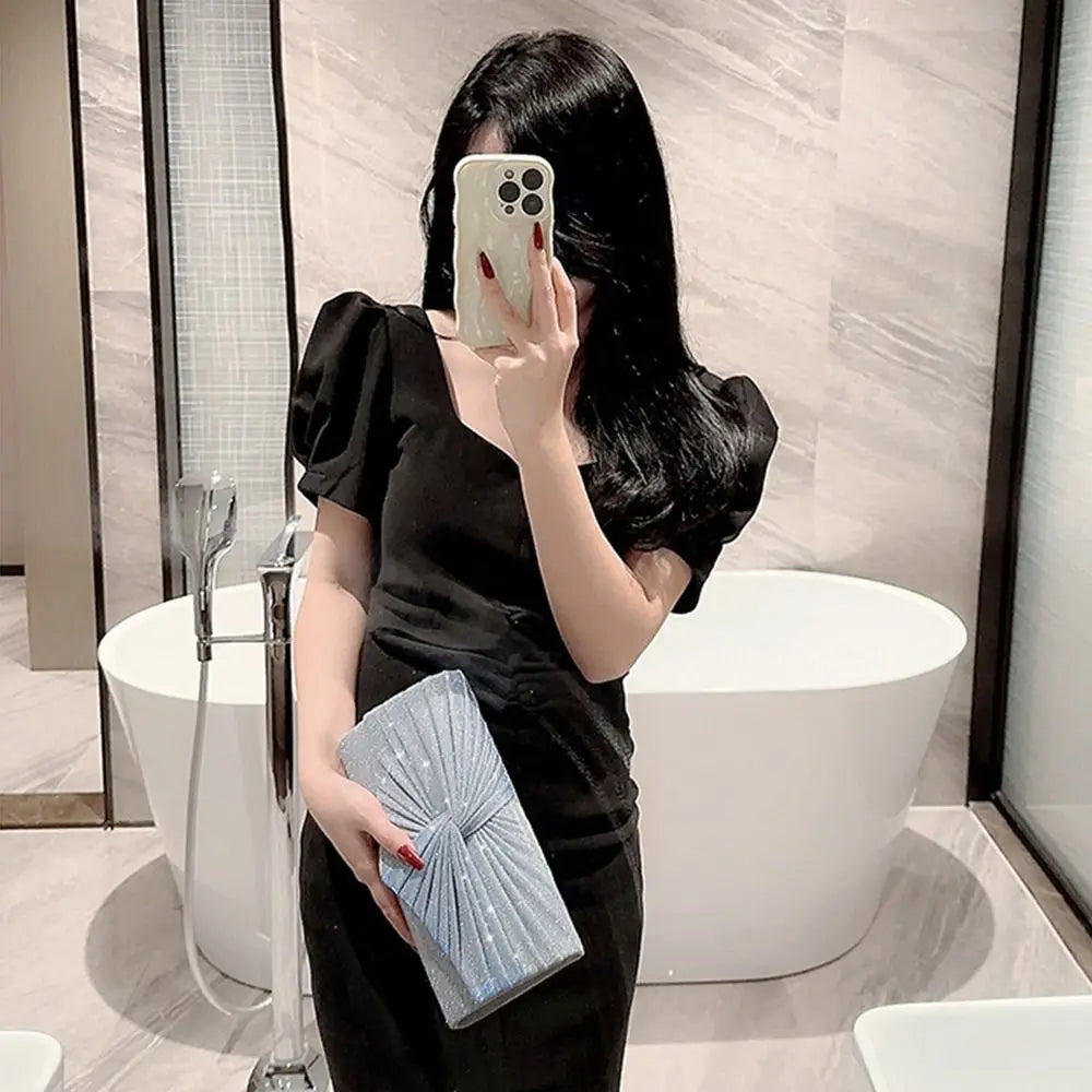 Glitter Silvery Women Sequins Clutch Evening Bags Luxury Party Dinner  Chain Shoulder Bags Female Wedding Banquet Purse Handbags
