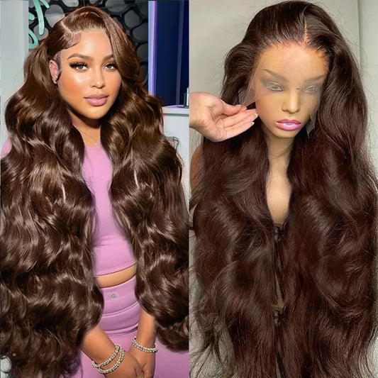 30 Inch Chocolate Brown Lace Front Human Hair Wigs For Women Body Wave HD Lace Wig 13x4 Human Hair Wigs 100% On Sale Clearance