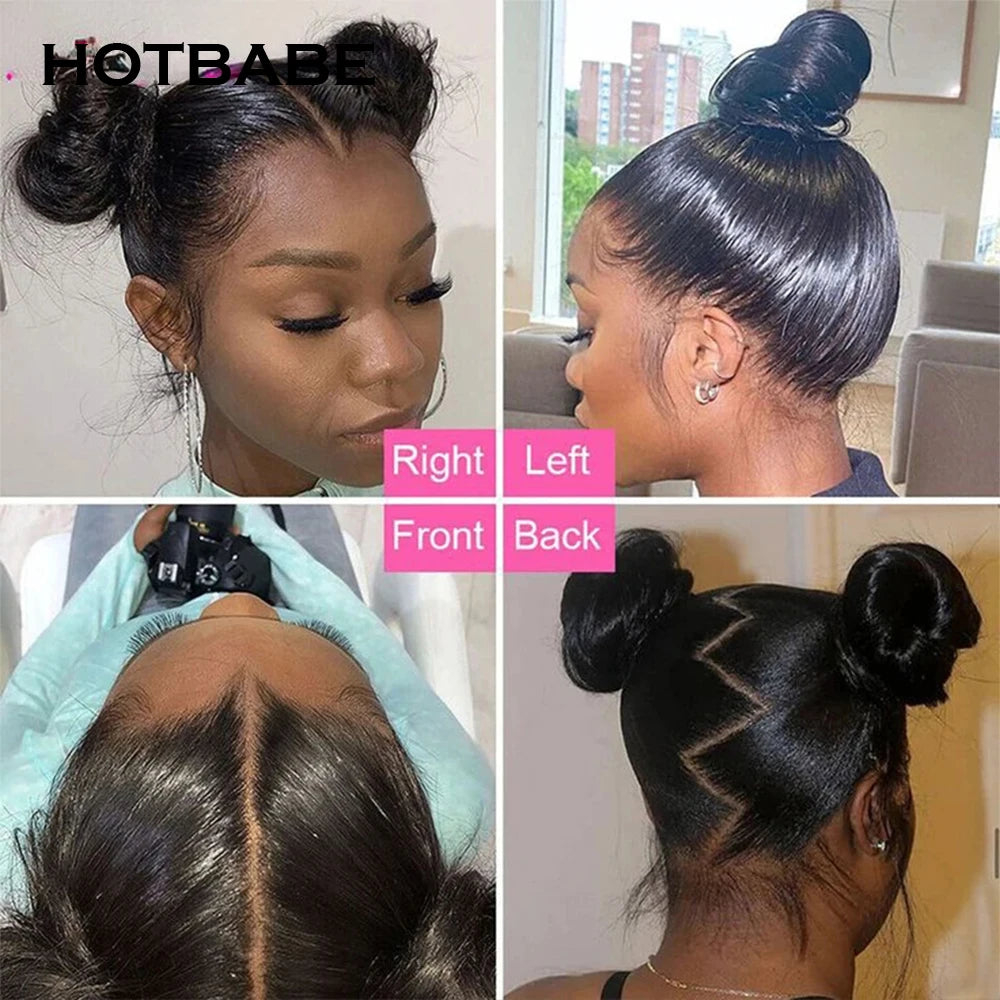 Full Lace Human Hair Wig Bone Straight HD Transparent Lace Wigs For Black Women Brazilian 100% Remy Hair Preplucked HOTBABE