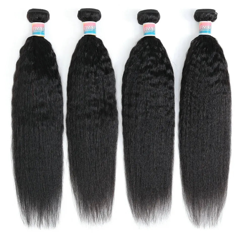 Kinky Straight Human Hair Bundles 8-30 Inch Hair Weave Remy Hair Extensions Yaki Straight Hair 1/3/4 Bundles Wholesale Vendor