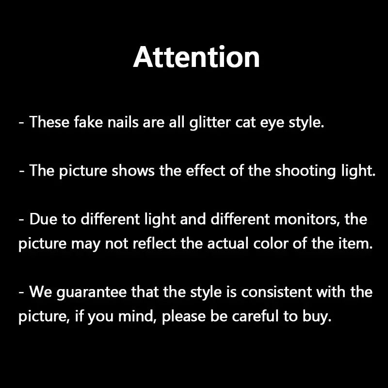 Glitter Blue Gradient Cat Eye Wearable Fake Nails Solid Color Fashion Detachable Finished False Nails Press on Nails with Glue