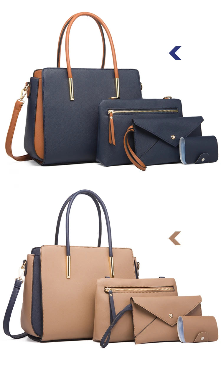 TRAVEASY 2024 Designer Bags Luxury 4 Pcs Set Women's Shoulder Bag Candy Color Hard PU Leather Elegant Ladies Purses and Handbags