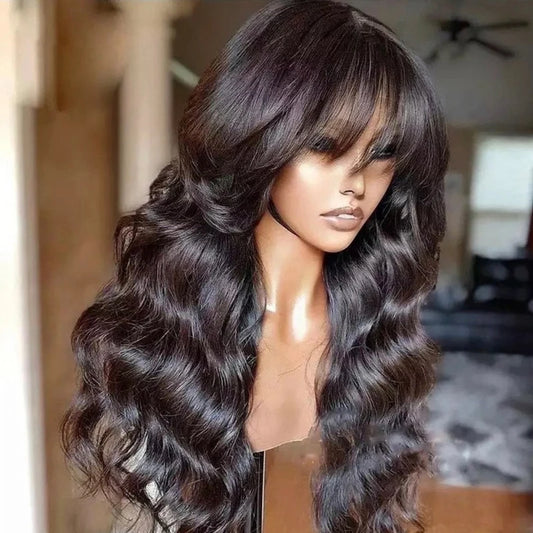 Body Wave Lace Front Wig Human Hair Wigs With Bangs Glueless 13x4 Lace Frontal Wig Fringe Cheap Brazilian Wigs On Sale Clearance