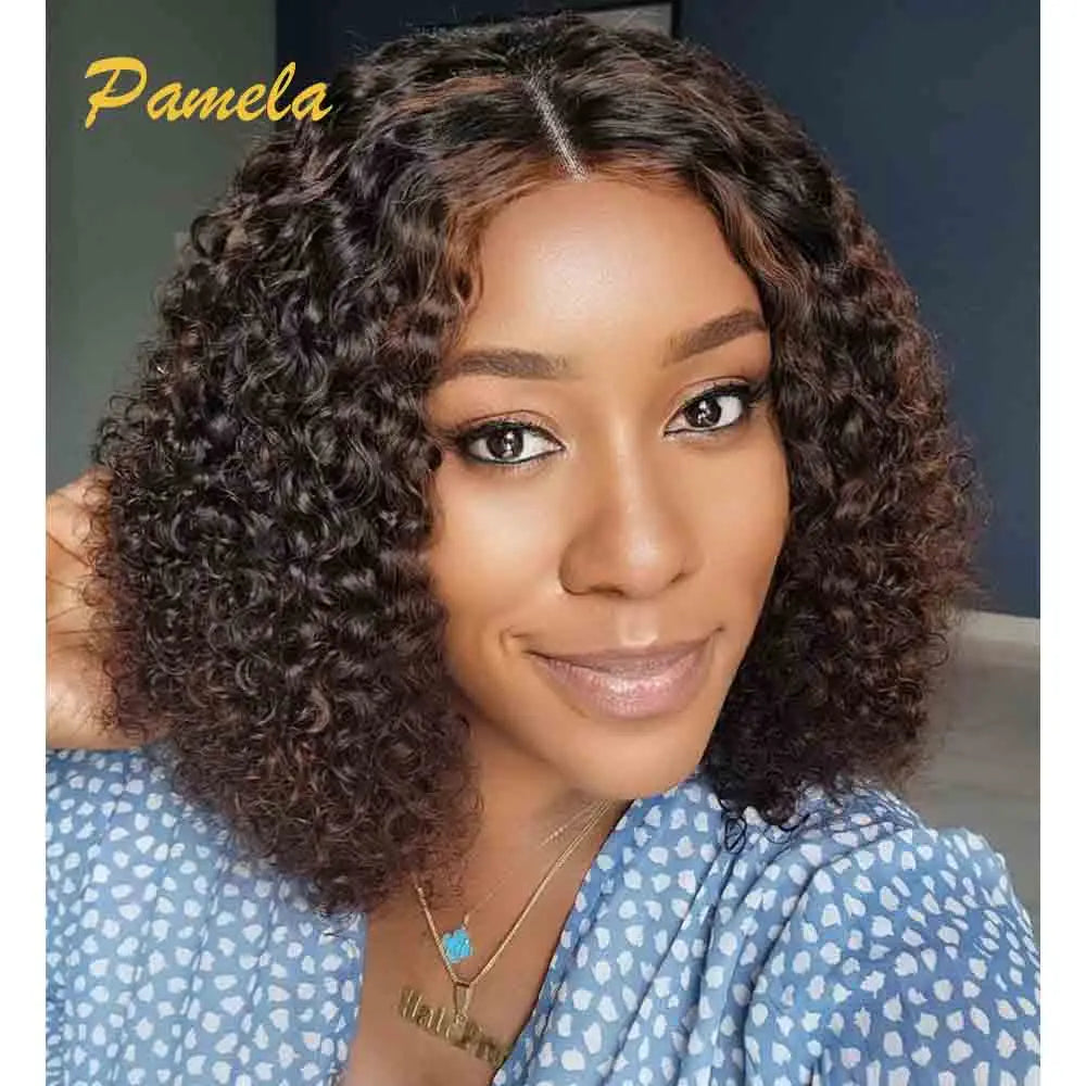Highlight Blonde Short Bob Glueless Wig Human Hair Ready To Go Colored Curly Bob 13x4 Transparent Lace Front Wig For Women
