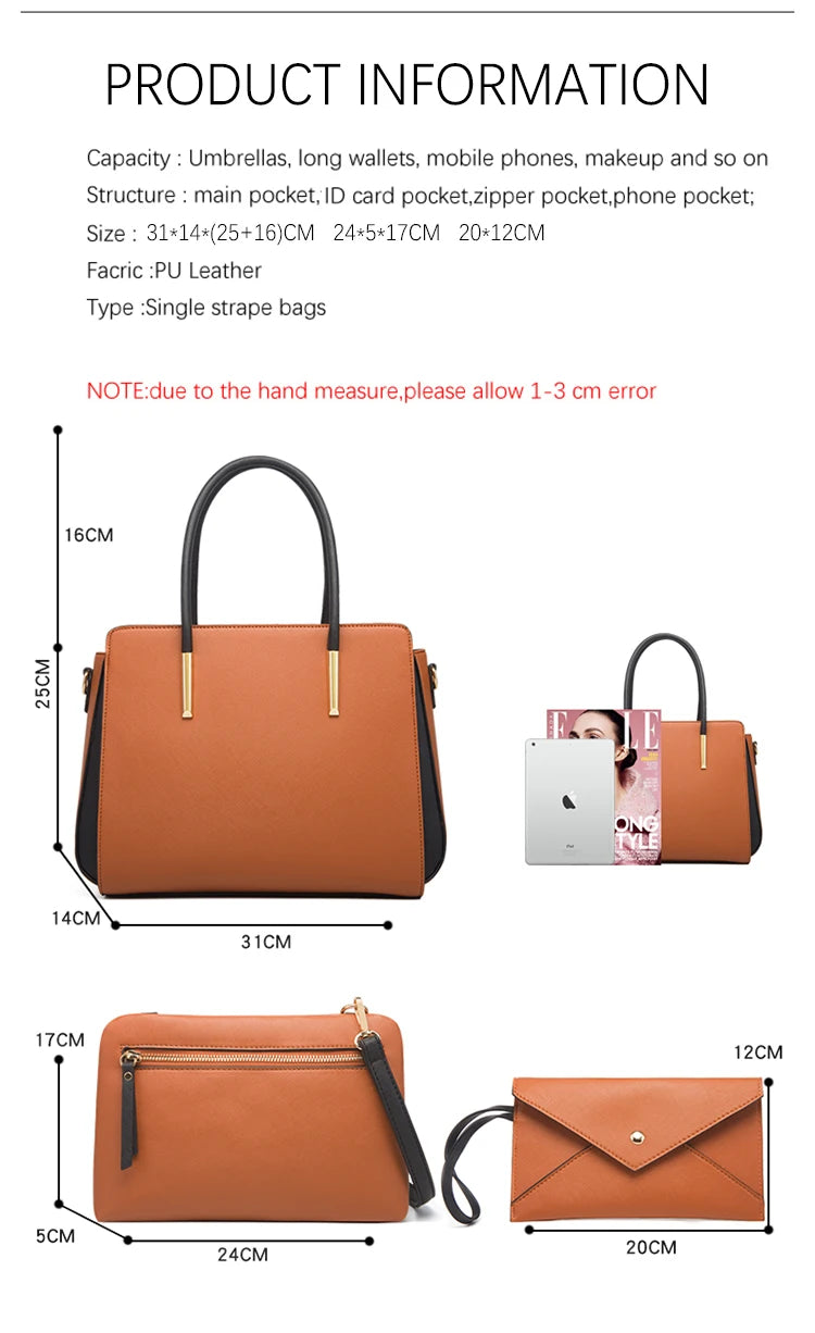 TRAVEASY 2024 Designer Bags Luxury 4 Pcs Set Women's Shoulder Bag Candy Color Hard PU Leather Elegant Ladies Purses and Handbags