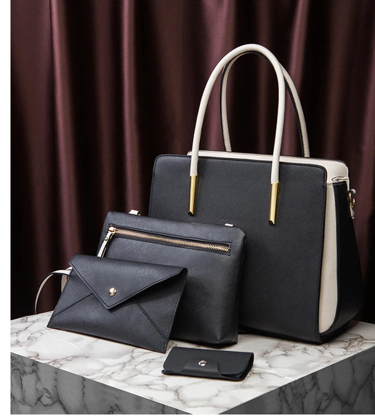 TRAVEASY 2024 Designer Bags Luxury 4 Pcs Set Women's Shoulder Bag Candy Color Hard PU Leather Elegant Ladies Purses and Handbags