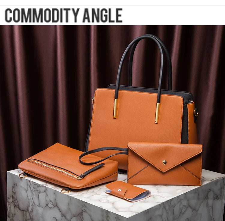 TRAVEASY 2024 Designer Bags Luxury 4 Pcs Set Women's Shoulder Bag Candy Color Hard PU Leather Elegant Ladies Purses and Handbags
