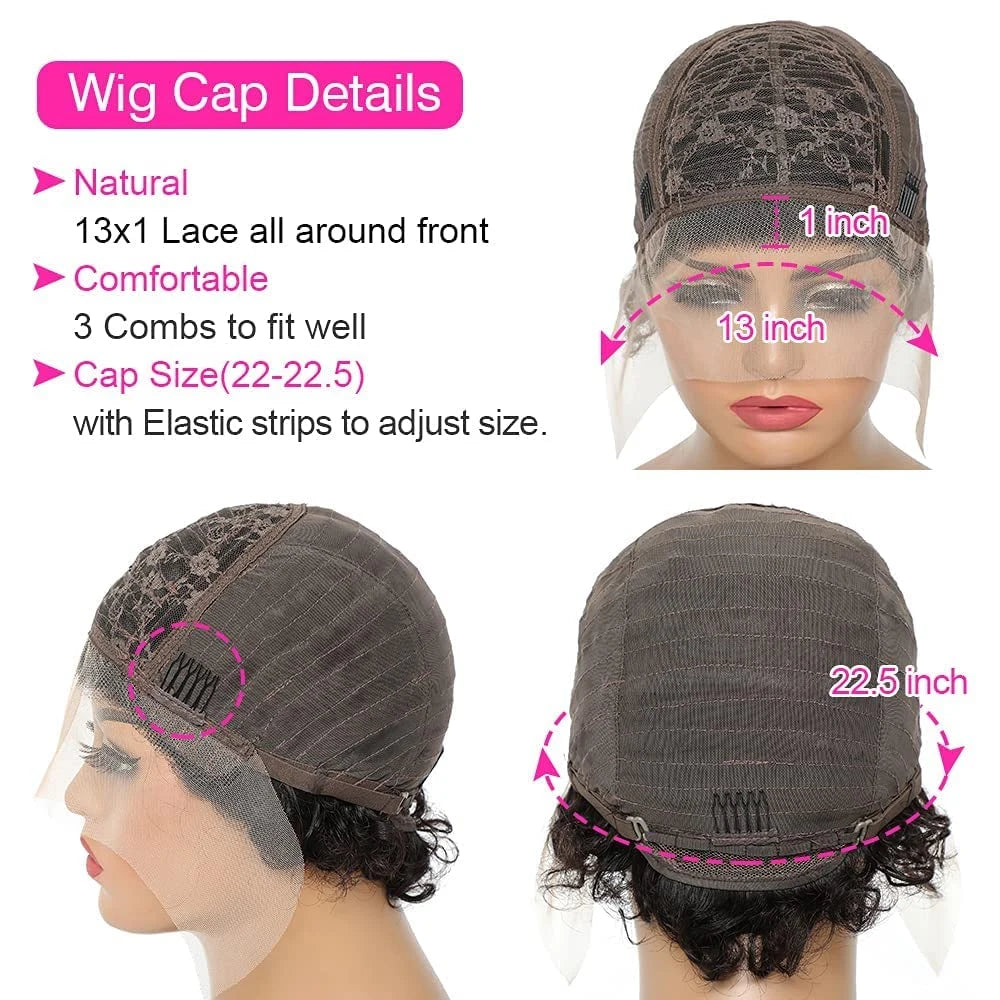 Short Curly Human Hair Wigs 1B/30 Burgundy Pixie Cut Wig 99J Cheap Human Hair Wig 13X1 Transparent Lace Wig For Women MYLOCKME