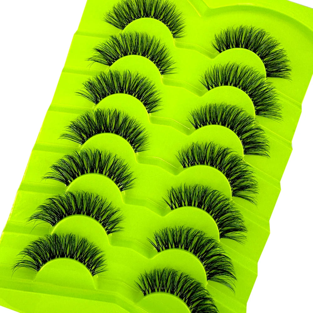 7Pairs 3D Mink Invisible Lash Handmade Crisscross Eyelashes Clear Band Soft Strip Eyelash Natural Long Wispy False Lashes Makeup