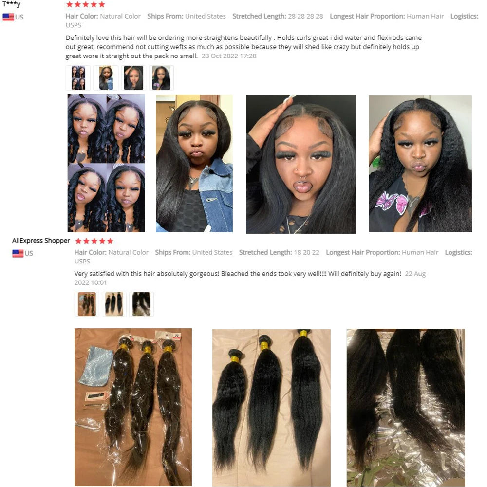 Kinky Straight Human Hair Bundles 8-30 Inch Hair Weave Remy Hair Extensions Yaki Straight Hair 1/3/4 Bundles Wholesale Vendor