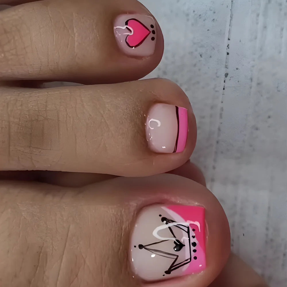 Summer Beach Toe False Nail Press on Nails 24 Pcs Fake Nails Set Shell Design Decorated Toe Nails Acrylic Stick on Toe Nail
