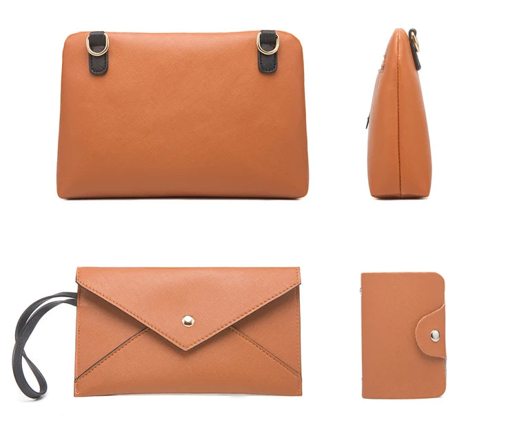 TRAVEASY 2024 Designer Bags Luxury 4 Pcs Set Women's Shoulder Bag Candy Color Hard PU Leather Elegant Ladies Purses and Handbags