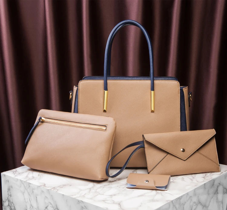 TRAVEASY 2024 Designer Bags Luxury 4 Pcs Set Women's Shoulder Bag Candy Color Hard PU Leather Elegant Ladies Purses and Handbags