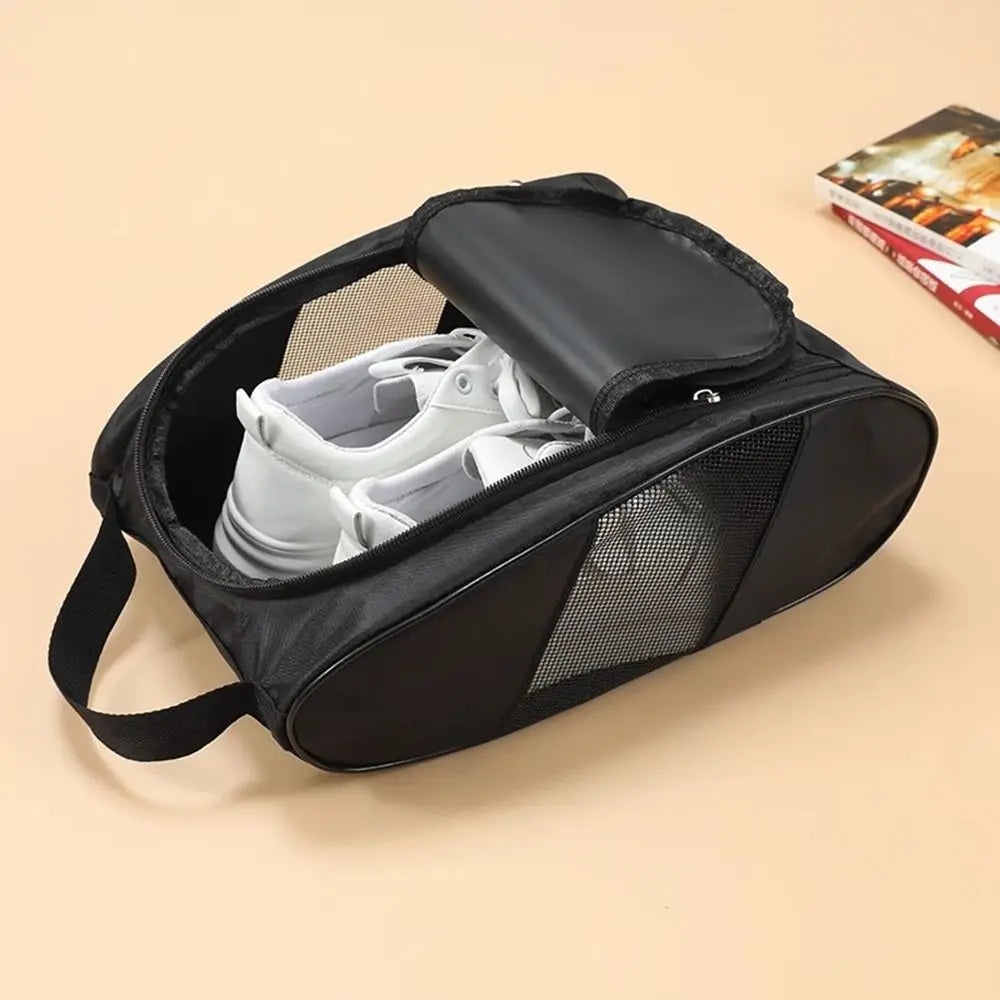 Portable Oxford Cloth Football Boot Bag Hand-Held Breathable Golf Shoe Bag with Zipper Lightweight Golf Handbag Boys