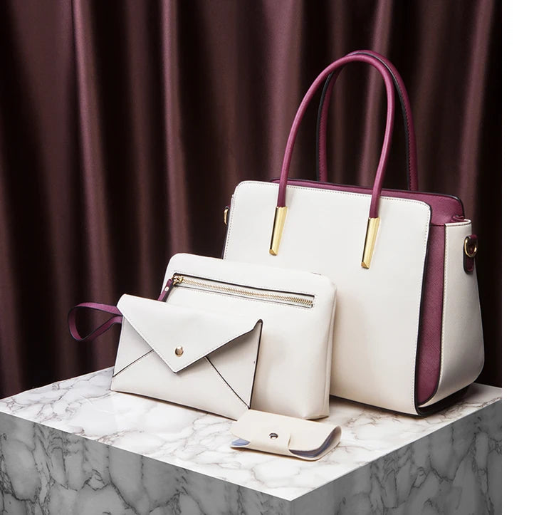 TRAVEASY 2024 Designer Bags Luxury 4 Pcs Set Women's Shoulder Bag Candy Color Hard PU Leather Elegant Ladies Purses and Handbags