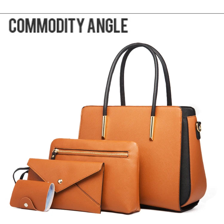 TRAVEASY 2024 Designer Bags Luxury 4 Pcs Set Women's Shoulder Bag Candy Color Hard PU Leather Elegant Ladies Purses and Handbags
