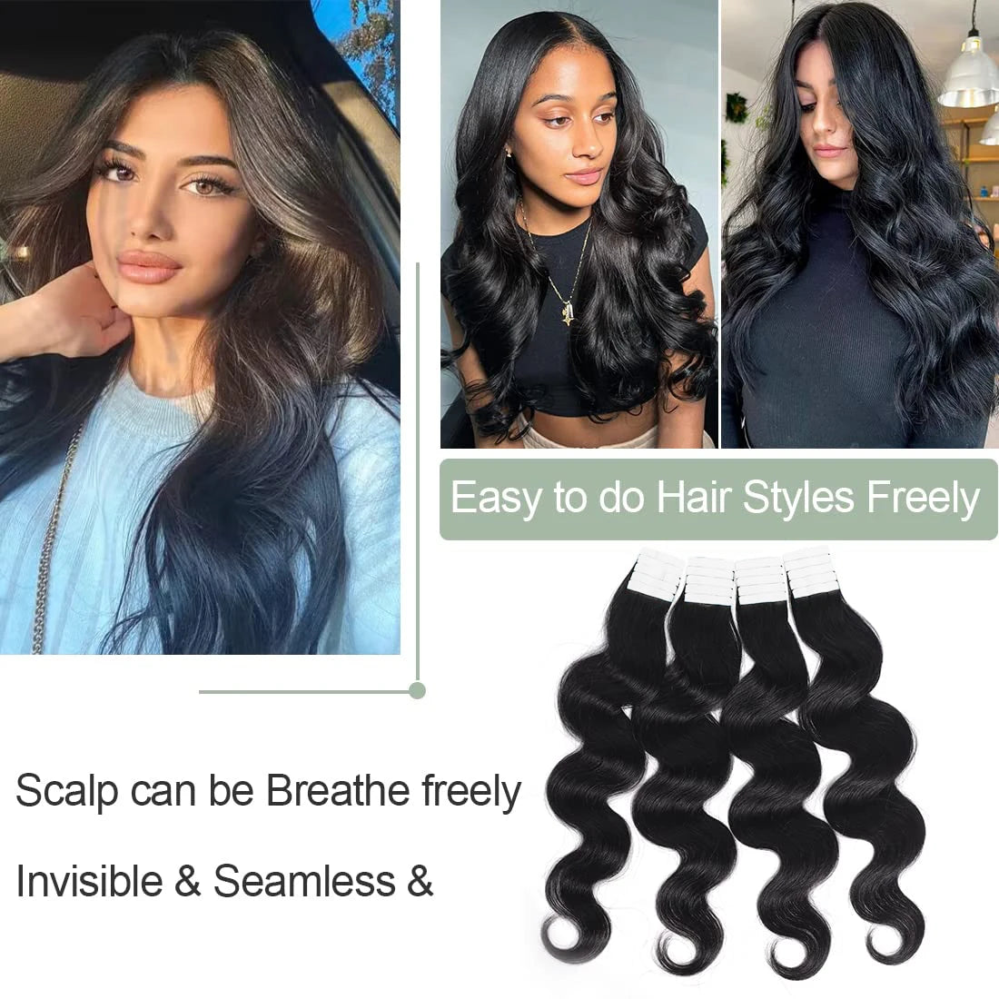 Body Wave Tape in Hair Extensions Human Hair Invisible Double Sided Human Hair Body Wave Tape in Hair Extensions for Women