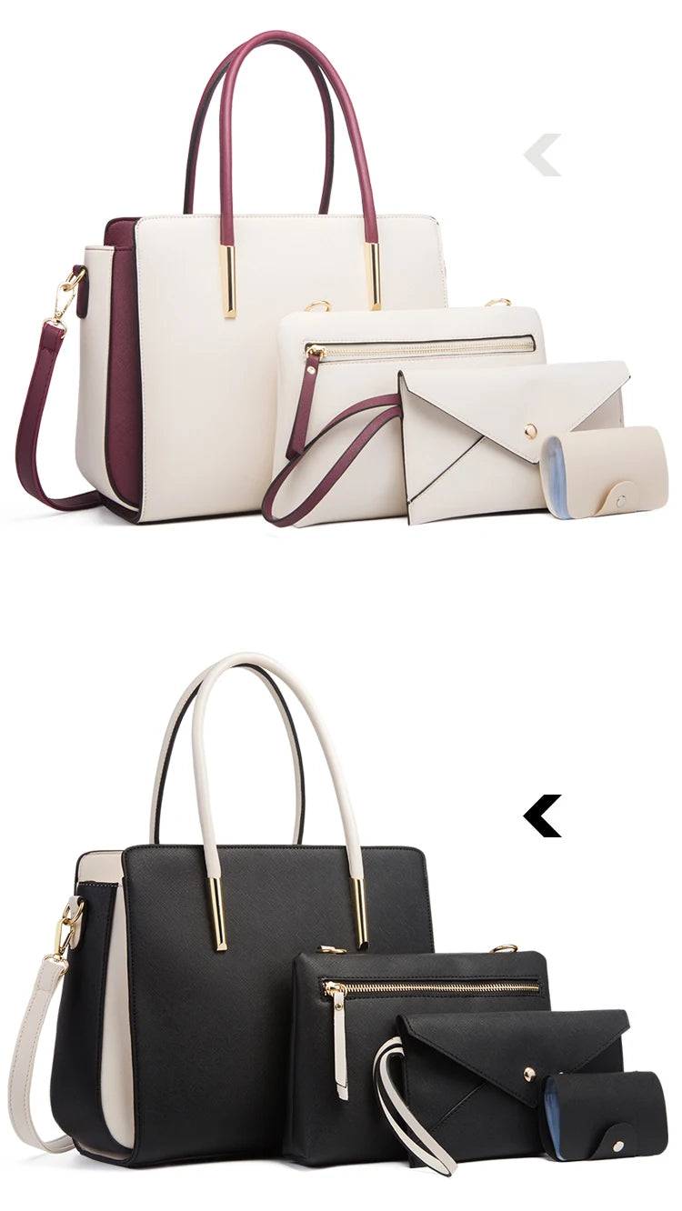 TRAVEASY 2024 Designer Bags Luxury 4 Pcs Set Women's Shoulder Bag Candy Color Hard PU Leather Elegant Ladies Purses and Handbags