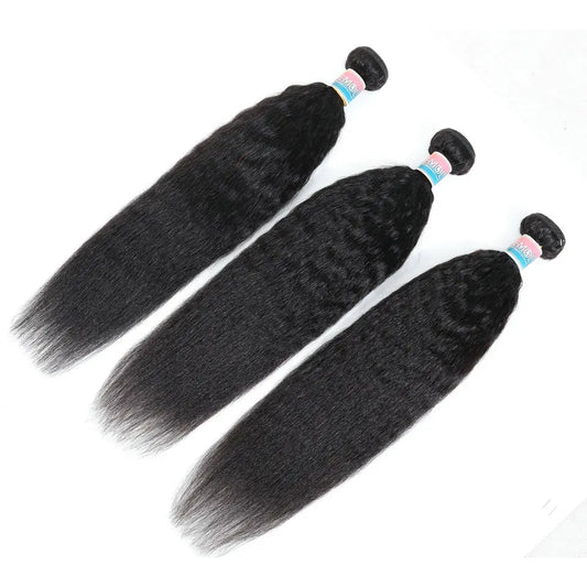 Kinky Straight Human Hair Bundles 8-30 Inch Hair Weave Remy Hair Extensions Yaki Straight Hair 1/3/4 Bundles Wholesale Vendor